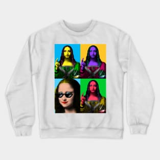 Pop Art Salvator Mundi by Da Vinci Crewneck Sweatshirt